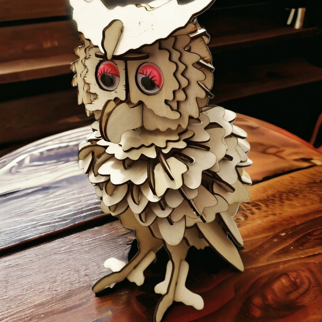 3D Eule Puzzle aus Birkenholz