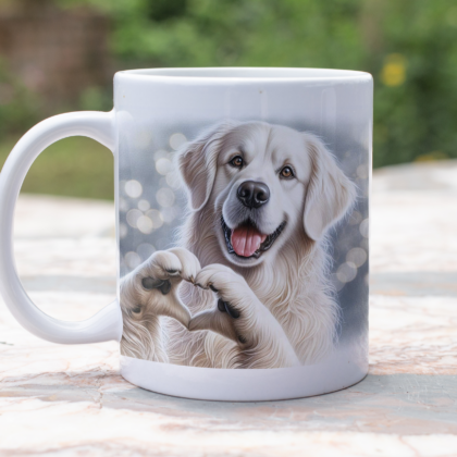 Tasse 300ml - Weiß / Verschiedene Hunde Motive