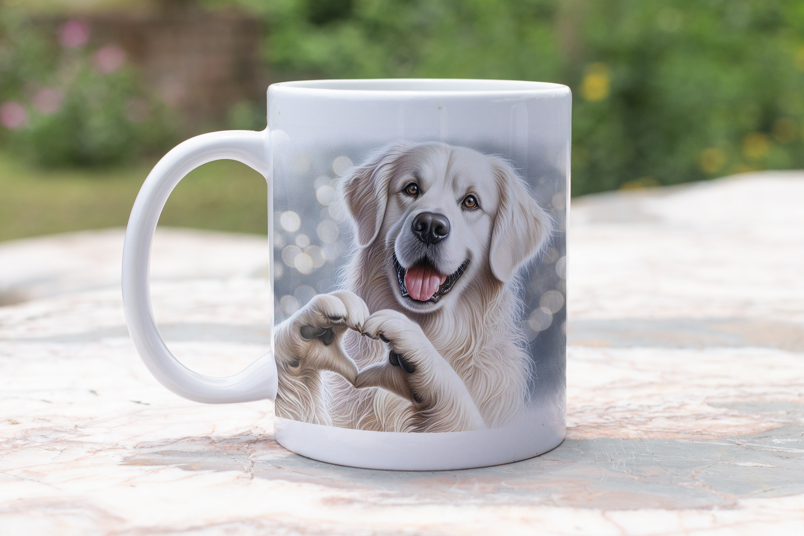 Tasse 300ml - Weiß / Verschiedene Hunde Motive